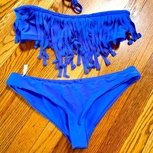 Boys + arrows periwinkle bikini fringe M